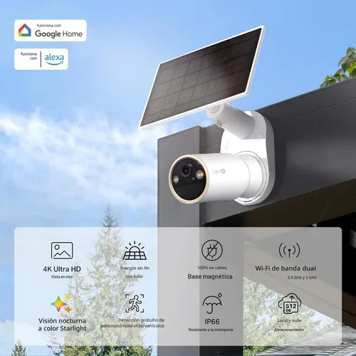 Vista 3 de Tapo Cámara de seguridad inalámbrica para exteriores MagCam 4K, kit C460