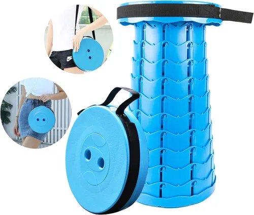 Vista 10 de LB Taburete plegable retráctil portátil, ligero telescópico plegable para adultos para pesca al aire libre, senderismo, jardinería, viajes