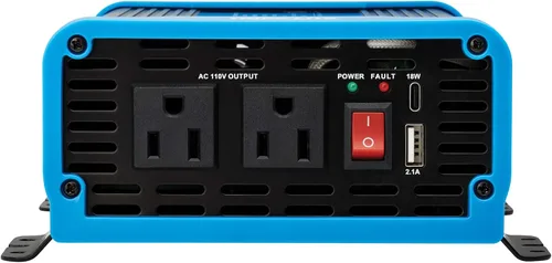 Vista 2 de Tripp Lite Inversor de corriente compacto de onda sinusoidal pura de 300 W, 2 tomas, 1 puerto de carga USB + 1 USB-C, soportes de montaje incluidos