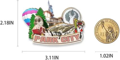 Vista 3 de USA Park City - Imán para nevera con imán de madera 3D, monumentos coleccionables para viajes, decoración hecha a mano