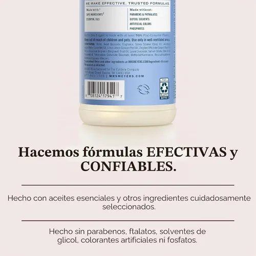 Vista 5 de Meyer's Clean Day, spray limpiador multisuperficie, solución de limpieza diaria para mesadas, pisos, paredes y mucho más, Bluebell, botella