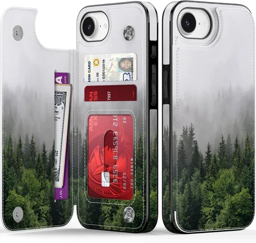Vista 179 de LETO para iPhone 15 Pro Funda tipo cartera - Tapa tipo folio con patada - Diseños de moda - Tarjetero - Funda protectora para mujeres y niñas - 6.1