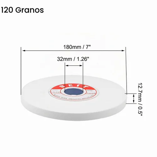 Vista 2 de uxcell Grano de aluminio blanco WA 120 de las muelas abrasivas del banco de 7 pulgadas para el pulido superficial