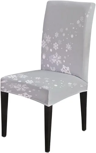 Vista 147 de CAPSCEOLL Christmas Dining Chair Covers,Snowflakes Festive Winter Pattern Stretch Chair Covers for Dining Room Set of 2 Washable Spandex Parson