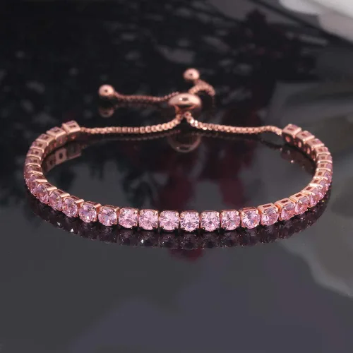 Vista 5 de CiNily Pulseras de tenis ajustables para mujeres, adolescentes y niñas, pulsera de circonita cúbica arcoíris chapada en oro blanco de 14 quilates