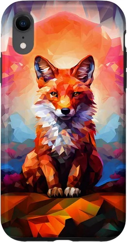 Vista 23 de iPhone 11 Mosaico de zorro rojo Lindo Funda colorida