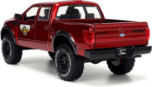 Vista 5 de Jada Toys Just Trucks 1:24 2011 Ford SVT Raptor - Coche fundido a presión rojo con estante para neumáticos, juguetes para niños y adultos