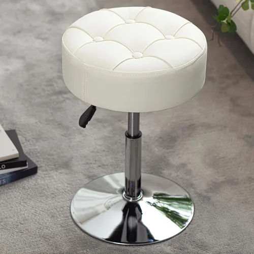 Vista 9 de Taburete de tocador ajustable con espuma de alta densidad que no se hunde y base de metal Silla giratoria de maquillaje, taburete de maquillaje