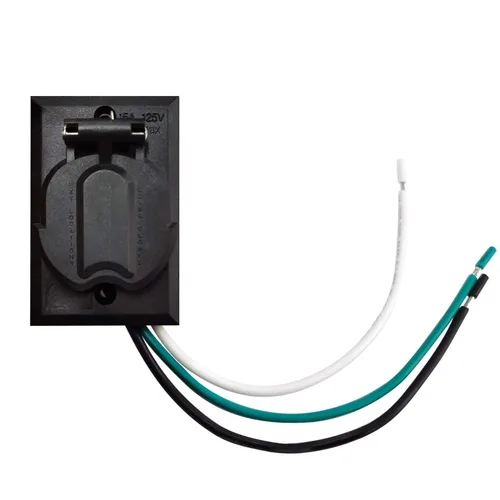 Vista 2 de Toma de corriente a tierra para poste de lámpara de exterior, briidea 125V 15A toma eléctrica para poste de luz, reemplazo, negro