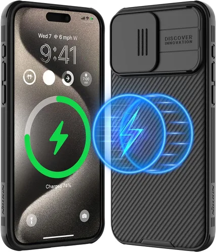 Vista 16 de Nillkin CamShield Pro - Funda magnética para iPhone 15 Pro Max, compatible con MagSafe, funda deslizante para cámara, color morado oscuro