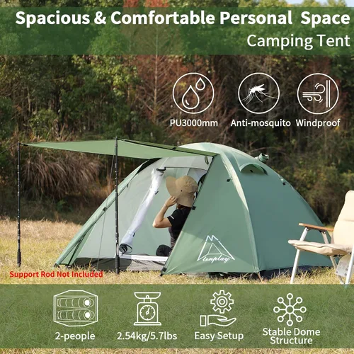 Vista 3 de Camping Tent, Easy Setup, 1-2-8-10 Person Waterproof and Portable Tent for Camping Hiking Outdoor