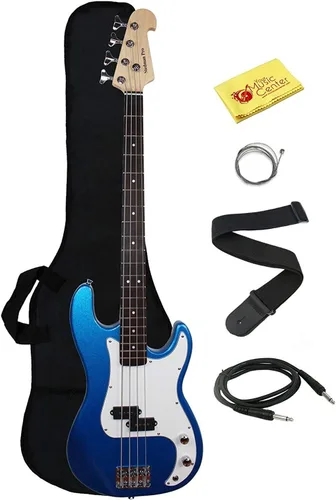 Vista 3 de Stedman Beginner Series paquete de guitarra bajo con amplificador de 15 vatios, bolsa de ejercicio, cable de instrumento, correa, cuerdas, púas