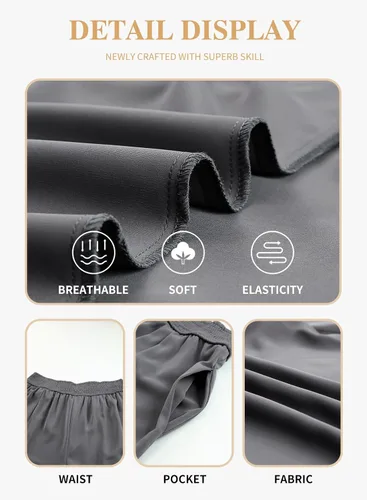 Vista 5 de Eytino Pantalones de pierna ancha para mujer, talla grande, casual, holgados, fruncidos, de cintura alta, pantalones palazzo (1X-5X)