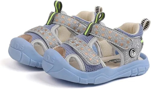 Vista 2 de Sandalias de verano para niños pequeños, sandalias deportivas para niños, puntera cerrada, correa atlética, zapatos de agua para playa