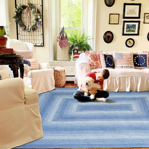 Vista 58 de Homespice Apple Pie - Alfombra ovalada roja de 2 x 3 pies, alfombra de cocina trenzada para decoración primitiva y rústica, reversible, yute sin