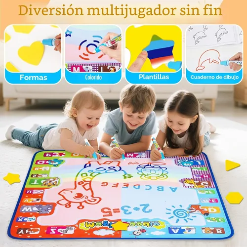 Vista 3 de Kizzyea - Juguetes para niños de 2, 3, 4, 5, 6+ años, niñas y niños, alfombrilla de garabatos de agua para niños, gran alfombrilla mágica