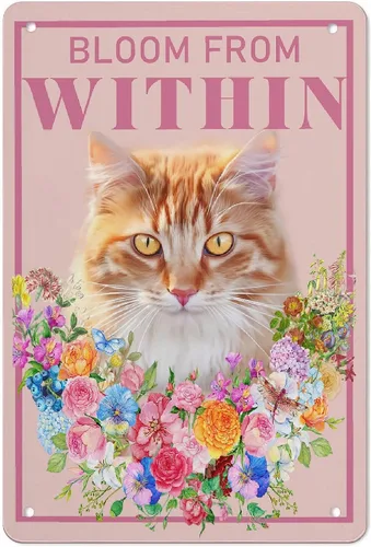 Vista 9 de Cartel de metal con diseño de gato negro con texto en inglés "Angels Don't Always Have Wings", póster de metal vintage de 8 x 12 pulgadas, letrero