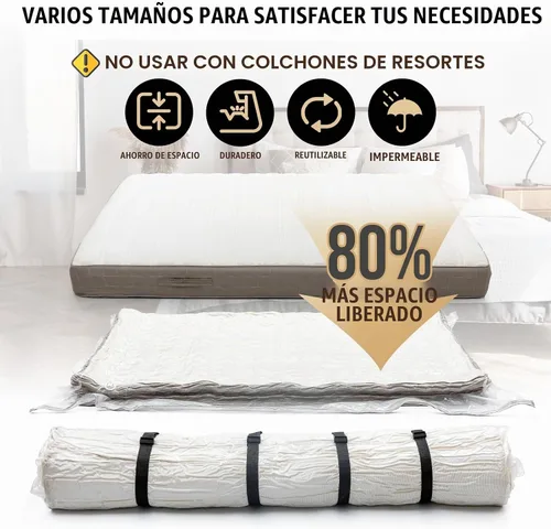 Vista 2 de TAILI Bolsa de almacenamiento al vacío para colchón, fácil de mover para espuma viscoelástica, individual/individual XL Transparente