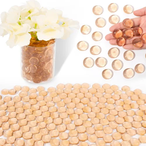 Vista 10 de Cuentas de vidrio para jarrones, cuentas decorativas de 0.97 libras, canicas planas para soporte de flores, manualidades, piedras de Mancala Blanco