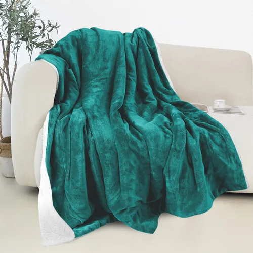 Vista 16 de Elegant Comfort - Manta reversible y ultra suave de franela con forro polar - Manta de sherpa navideña de invierno - Ligera, suave y acogedora