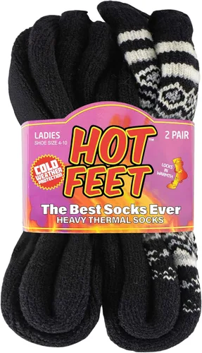 Vista 12 de HOT FEET Calcetines térmicos para mujer, calcetines térmicos para clima frío, gruesos y cálidos, para senderismo, calcetines aislados, tallas