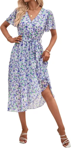 Vista 25 de PRETTYGARDEN Vestido largo bohemio floral de verano para mujer Melocotón Floral