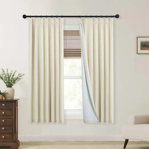 Vista 7 de Mrs.Naturall Cortinas de cocina beige de 42 x 45 pulgadas de largo para cortinas opacas pequeñas