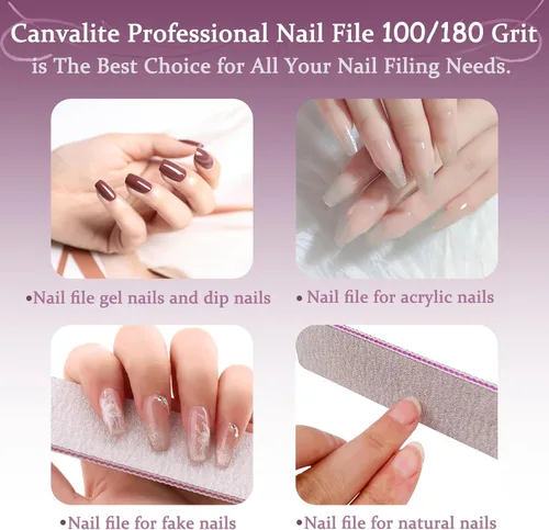 Vista 5 de HeeYaa Lima de uñas, 12 unidades, profesional, reutilizable, grano 100/180, de doble cara, lavable, herramientas de manicura para extensión de uñas