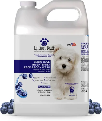 Vista 7 de Lillian Ruff Fórmula PRO Berry Blue Brightening Set de Champú y Acondicionador para Perros - Blanqueador de Calidad Profesional para Exposiciones