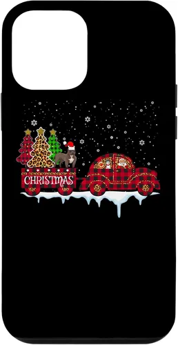 Vista 12 de Funda para iPhone 15 Pit Bull Dog Christmas Red Plaid Truck Santa Christmas Tree