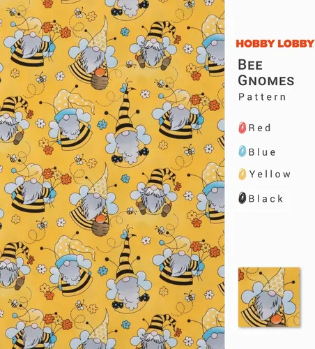 Vista 2 de Hobby Lobby Bee Gnomes - Tela de algodón calicó, 1 yarda Tela precortada para ropa, artículos para el hogar y accesorios