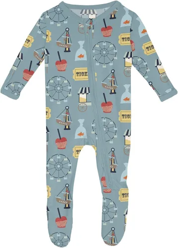 Vista 103 de KicKee Baby & Toddler - Pijama de viscosa ultrasuave de bambú con patas abatibles y puños
