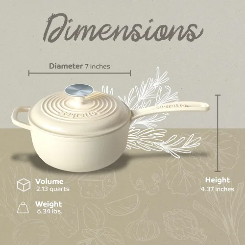 Vista 2 de Sartén pequeña con tapa, olla Bianco Perla de 2.13 cuartos de galón (blanquecino), olla pequeña con mango auxiliar Stay Cool y tapa de ajuste