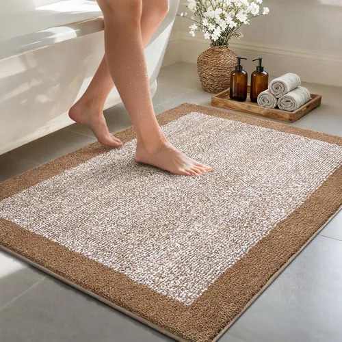 Vista 101 de Alfombras de baño de 17 x 24 pulgadas, antideslizantes, lavables, color gris, para bañera, tapete de baño para baño, tapete suave y absorbente