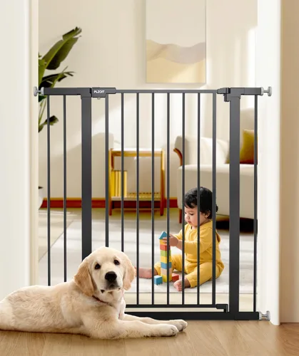 Vista 11 de Puerta de bebé de 29.5-40.5 pulgadas para escaleras, puerta para perros para puertas, puerta de seguridad de metal para bebés con cierre automático