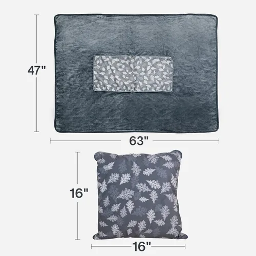 Vista 2 de EighteenTek® Manta 2 en 1 Combo de Almohada y Mantas Compacto Suave Cálido de Vellón Carbón 63" L x 47" A