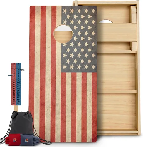 Vista 29 de CornholeGamesUSA Pro - Juego de tablas de Cornhole Fabricado en Estados Unidos Abedul báltico 3/4 Sin rebote Patas triples gruesas Dos 1