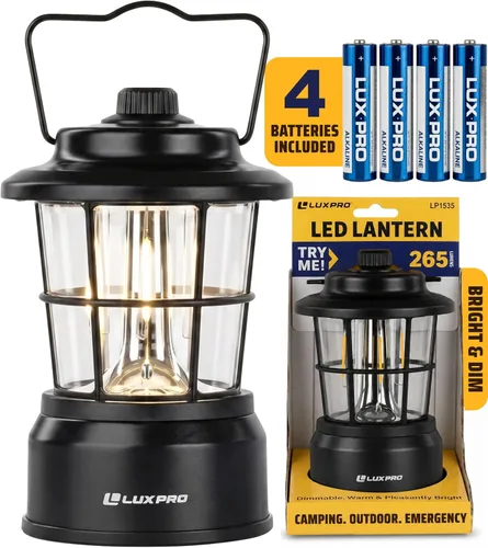 Vista 11 de LUXPRO LP1536 Rechargeable Retro Lantern 500 Lumens Dual Power LED Camping Lantern (Pink, 1 Pack, Rechargeable)