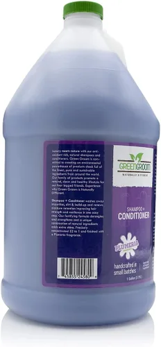 Vista 3 de Green Groom Champú para perros Plus acondicionador, 1 galón Todos los ingredientes naturales, desenreda y fortalece, renueva la humedad, 2 en 1