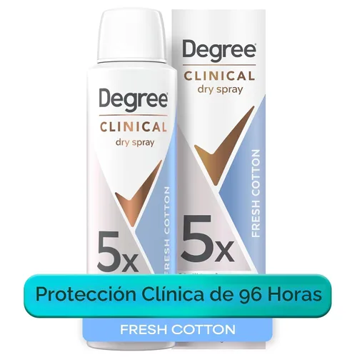 Vista 5 de Degree Spray seco para protección contra el sudor y el olor de 96 horas Fresh Cotton 5X protección 3.8oz