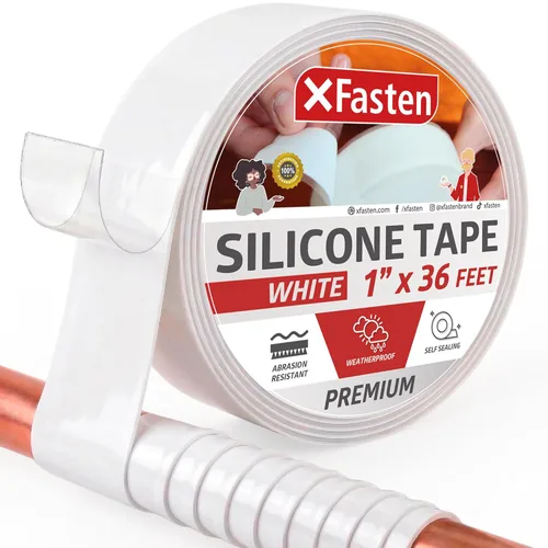 Vista 14 de XFasten - Cinta de silicona autofusible de 1 pulgada x 10 pies, de fontanería, cinta impermeable de sellado de fugas, goma gruesa para tuberías