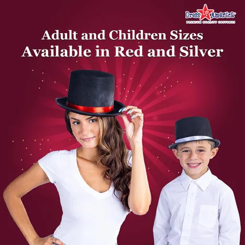 Vista 4 de Dress Up America Top Hats para niños y adultos, sombrero de fiesta de mago negro, sombrero de esmoquin formal, unisex