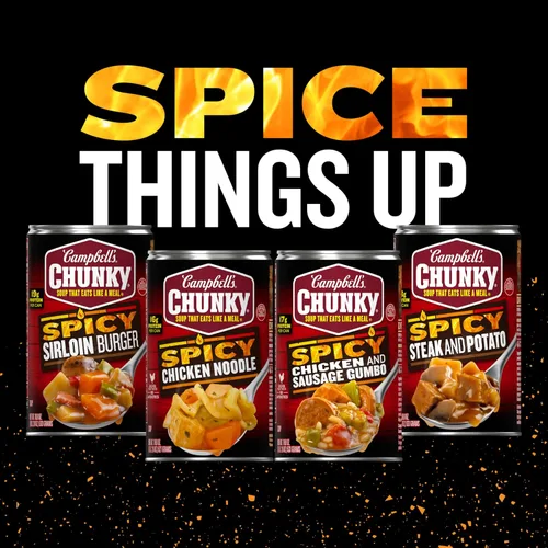 Vista 8 de Campbell's Chunky Sopa de fideos con pollo y pimienta fantasma, lata de 18.6 onzas