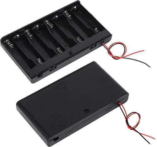 Vista 6 de 2 soportes para 8 pilas AA con clip de batería tipo I cableado y conector a presión estándar