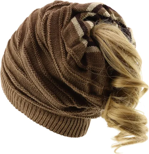 Vista 2 de Armycrew - Gorro de punto largo reversible para mujer