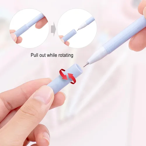 Vista 2 de KRIZJUES 12 unidades de bolígrafos de tinta de gel Kawaii bonitos, adecuados para escribir, regalos para niños y maestros, recarga negra de 0.5mm
