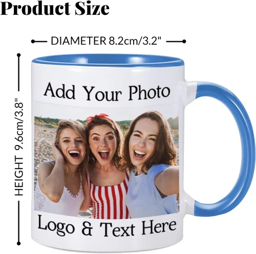 Vista 4 de Taza de café personalizada, taza personalizada, diseña tu propia taza con nombre y logotipo, texto fotográfico, tazas personalizadas en ambos lados