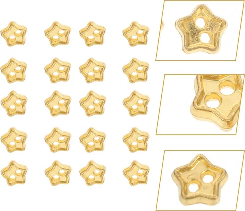 Vista 4 de 100 mini botones de estrella para manualidades, manualidades, muñecos de felpa rellenos, proyectos de álbumes de recortes, dorado, 100