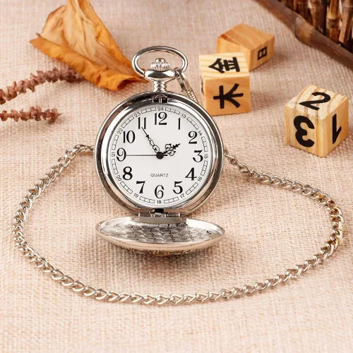 Vista 3 de Reloj de bolsillo para hombre, árabe digital reloj de bolsillo con cadena para hombre