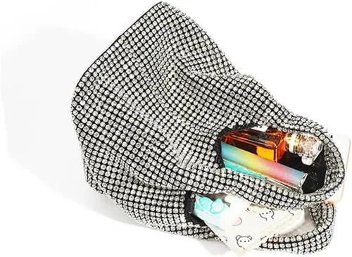 Vista 6 de Tngan Bolso de hombro con diamantes de imitación y purpurina para mujer, bolso cruzado para fiesta de noche, baile de graduación, banquete